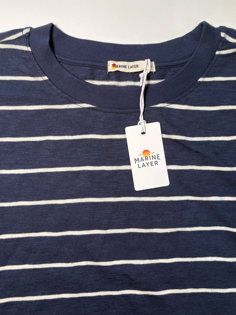 Marine Layer Vintage Slub Crop Tee Navy and White Striped - Picture 2 of 6